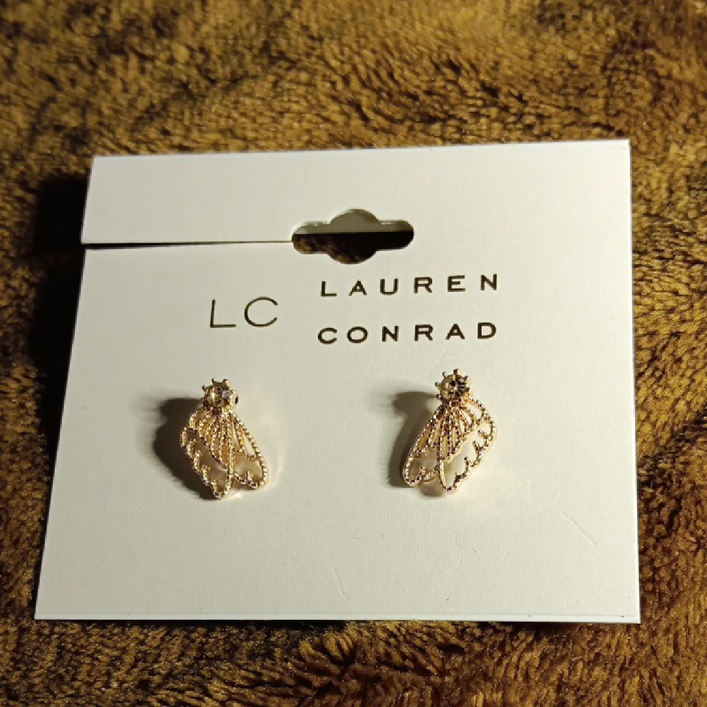 LC Lauren Conrad Gold Seashell Stud Earrings